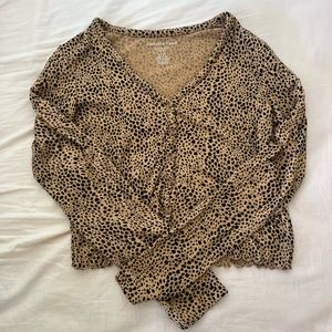 Leopard Print Long Sleeve American Eagle Shirt